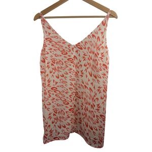 Cabi Women's V Neck Tank Top Coral Leopard Print Size S Boho Festival Feminine‎